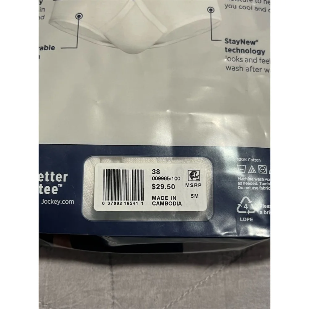 Jockey Briefs 3 Pack Mens Full Rise White Size 38